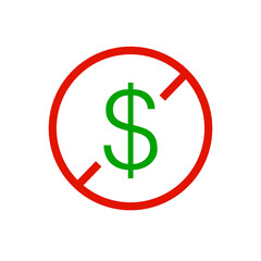 No Money Or Dollar sign. Vector