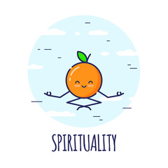 Funny Orange Character Meditating, Lotos Pose Padmasana