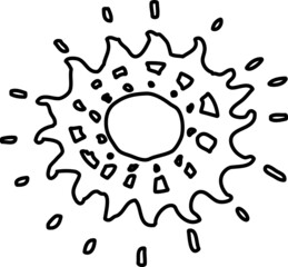 simple sun splaash lineart black on transparent