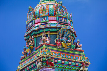Tower of Narassingua Peroumal tamil temple in Saint-Pierre on Reunion Island
