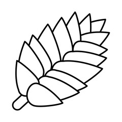 icon of tropical leaf, line style