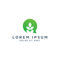 chat and leaf negative space logo design