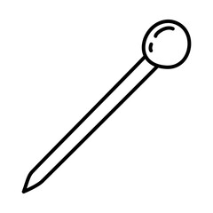 stationary concept, round pushpin icon, line doodle style