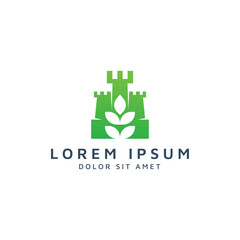 castle and leaf negative space logo design