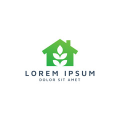 building and leaf negative space logo design