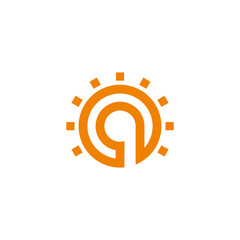 abstract letter q shine light geometric design line logo vector
