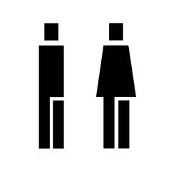 A man and a woman. Toilet, WC Icon for sticker. Vector black and white illustration
