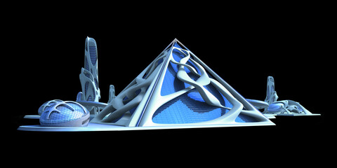 Isolated futuristic architecture © 3000ad