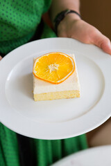 Orange sponge cake with orange slice