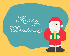 Merry Christmas concept: Cute Santa in red dress. Cartoon vector style for your design.