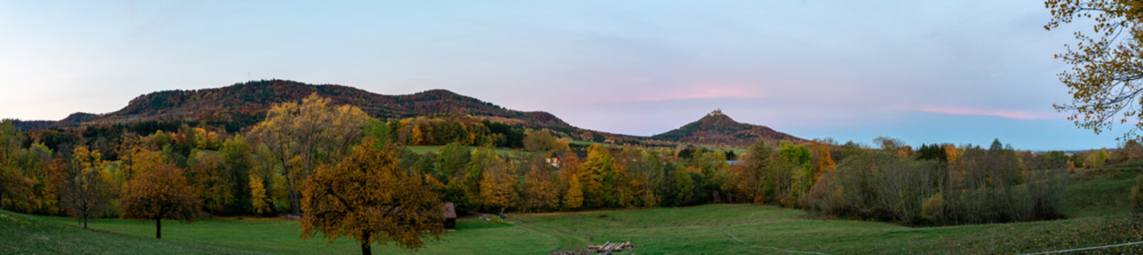 panorama of the mountains with autumn colours