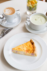 Traditional french quiche pie served for lunch