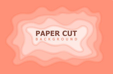Abstract paper cut style background with cardboard wavy orange layers. Cover layout design template