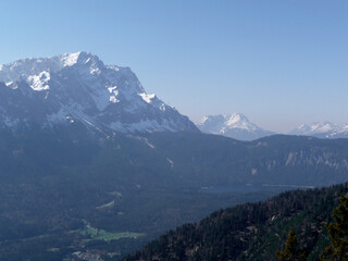 Alpspitze and Zugspitze mountains in springtime, Bavaria, Germany