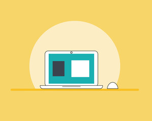 A laptop icon in cartoon vector for your design