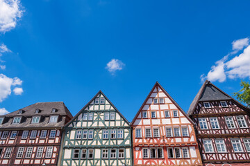 Fototapeta premium View of typical old historical half-timbered houses in Grünberg / Germany in Hesse