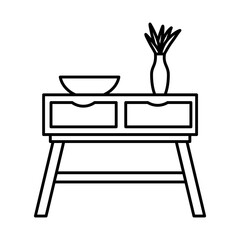 hall table with decorative objects, line style