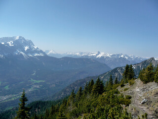 Fototapeta premium Alpspitze and Zugspitze mountains in springtime, Bavaria, Germany