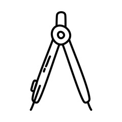 stationary concept, compass icon, line doodle style