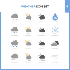 Weather icon set. Color icon set with round shadow. Fourth group. Vector illustration