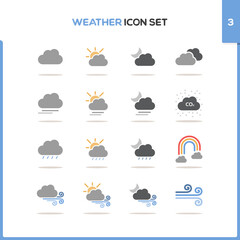 Weather icon set. Color icon set with round shadow. Third group. Vector illustration