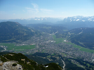 Garmisch-Partenkirchen from above, Bavaria, Germany