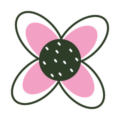 cute flower icon, half line half color style