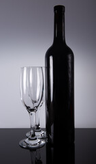wine bottle and glasses