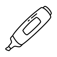 stationary concept, highlighter icon, doodle line style