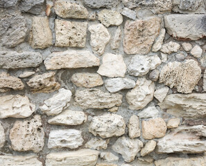 Stones in the wall of the house as an abstract background.