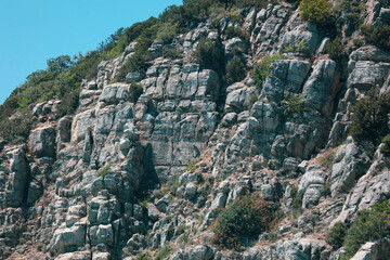 Stone rock in the mountains as an abstract background.