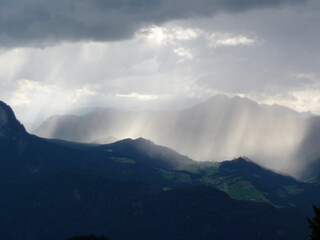Weather change at Pyramidenspitze mountain hiking tour in Tyrol, Austria