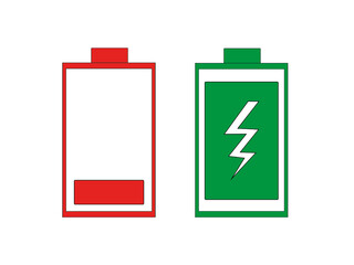 Batterien grün rot Vektor isoliert auf weißen Hintergrund