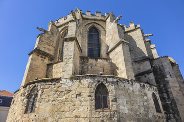 Fototapeta na wymiar Notre-Dame de Lamourguier or Notre-Dame de la Mourguier is a former priory (end of XIII century,) of the village of Narbonne, of which only the church remains. Narbonne, France.