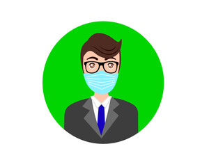 Illustration a man in a protective mask