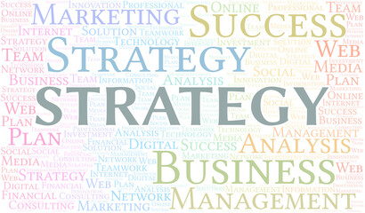 Strategy word cloud create with text only.