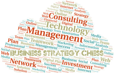 Business Strategy Chess word cloud create with text only.