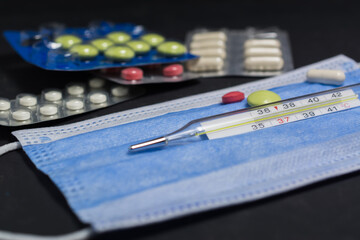 COVID-19 concept, medical equipment and drugs to help fight the pandemic.