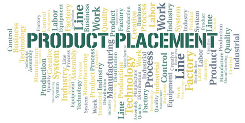 Product Placement word cloud create with text only.