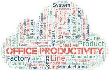 Office Productivity word cloud create with text only.