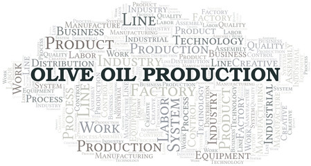Olive Oil Production word cloud create with text only.