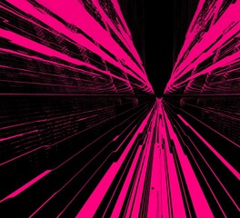 vivid pink and purple strong intricate geometrical 3D design shapes and patterns on a black background