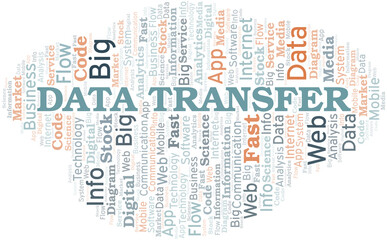 Data Transfer vector word cloud, made with text only.