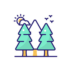 Forest Flat Filled Style Icon. EPS File 10