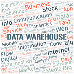 Data Warehouse vector word cloud, made with text only.