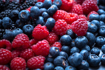 berries mix on an abstract gray background