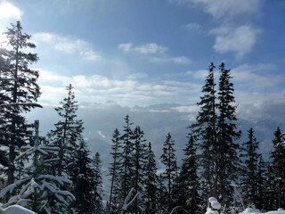 Mountain panorama in Bavarian Alps, in wintertime