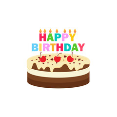 Happy birthday party birthday cake box Celebration Party Hat Gifts Multicolor balloons birthday candles set isolated flat vector graphic design illustration And icon elements