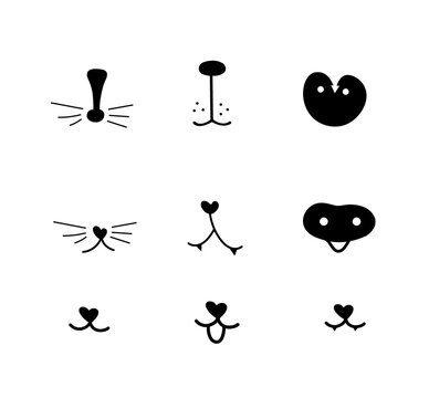 Cute simple animal portraits - hare, tiger, bear, sloth, cat, koala, fox, alpaca, panda, penguin.Mask designs