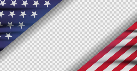 Cropped american flag on transparent background. Modern illustration.